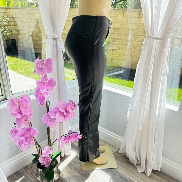 I.AM.GIA Black Pants Women's M Faux Leather Wide Leg Trousers Flare - Picture 2 of 6